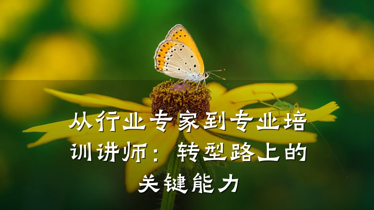 从行业专家到专业培训讲师:转型路上的关键能力